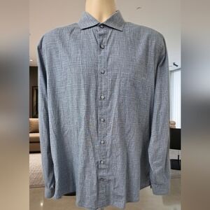 Rodd & Gunn Blue Textured Long Sleeve Button-Up Shirt Sports Fit